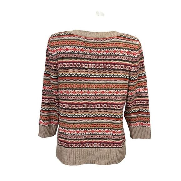 Talbots Beige and Red Patterned Cardigan - Picture 4 of 8